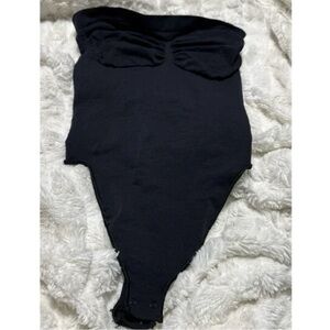 Black Strapless Bodysuit for Women